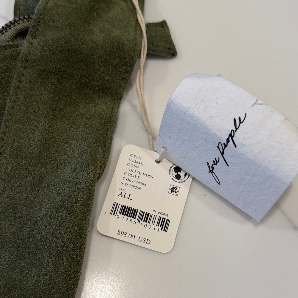 NWT Free People Moss Green Suede Hobo Bag - Picture 2 of 4